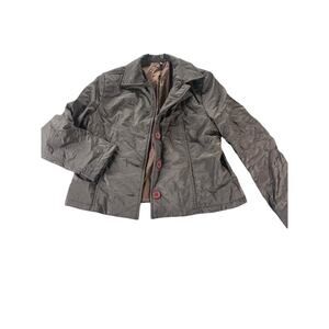 Girls Brown Red Button Down Polyester Jacket Coat Youth